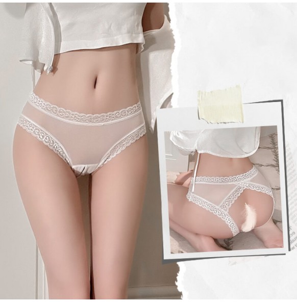 FEE ET MOI - Lace Sheer Open-Crotch Panties (White) FEE ET MOI - Lace Sheer Open-Crotch Panties (White)